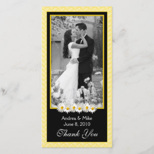 Shasta Daisy Yellow Black Wedding Thank You Card