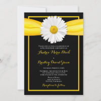 Shasta Daisy Yellow Ribbon Black Wedding
