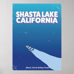 Shasta Lake California vintage syle travel poster