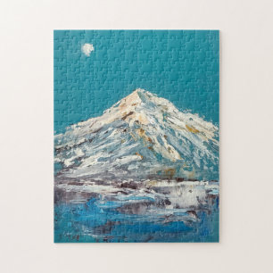 Shasta Moon Abstract Mountain Lake and Moon Jigsaw Puzzle