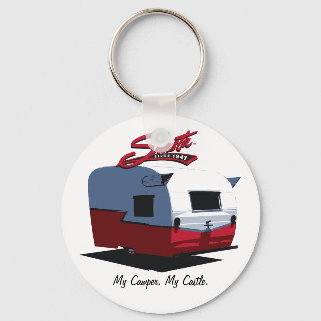 Shasta Vintage Camper - red Keychain (Front)