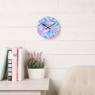 Shattered Blossom A colourful light design Round Clock