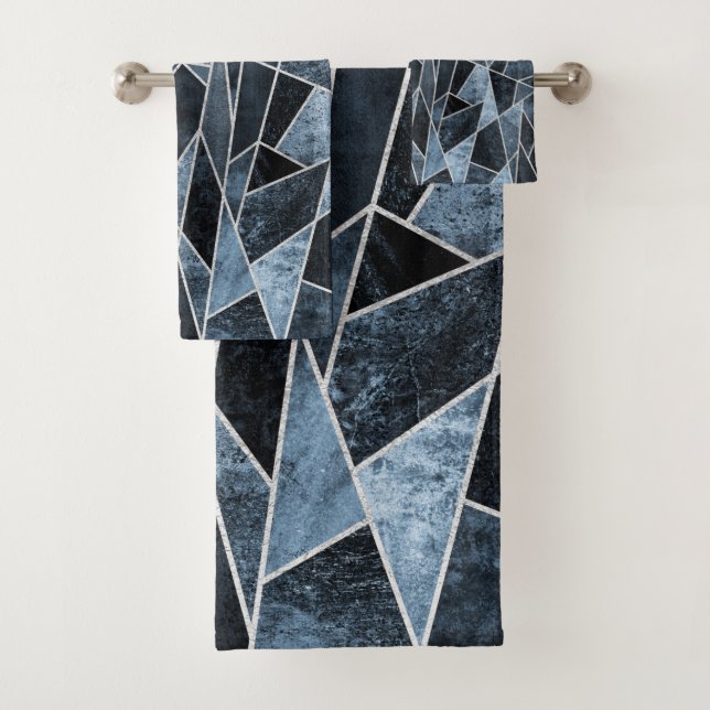 Shattered Blue Bath Towel Set (Insitu)