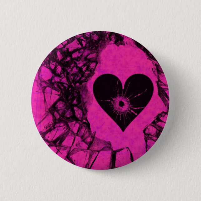 Shattered Broken Hole In My Heart 2 Inch Round Button (Front)