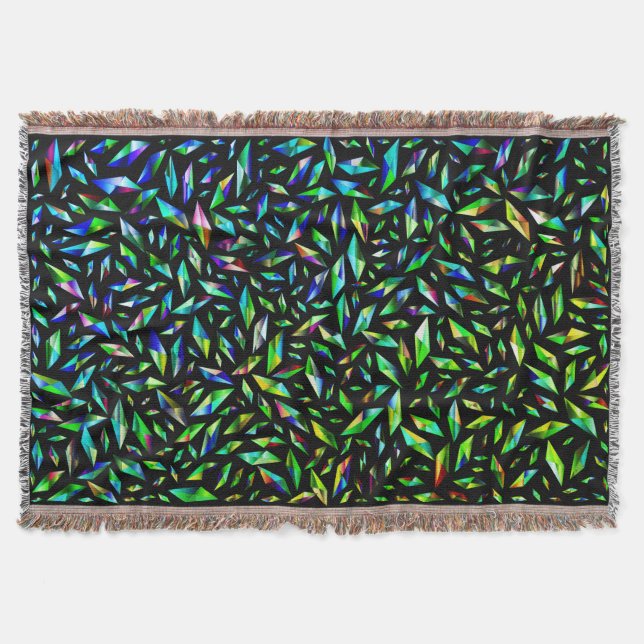 Shattered Colour Green Throw Blanket (Front)