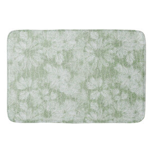 Shattered Daisy Textured Pattern in Lime Green Bath Mat