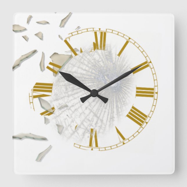 Shattered effect square wall clock (Front)