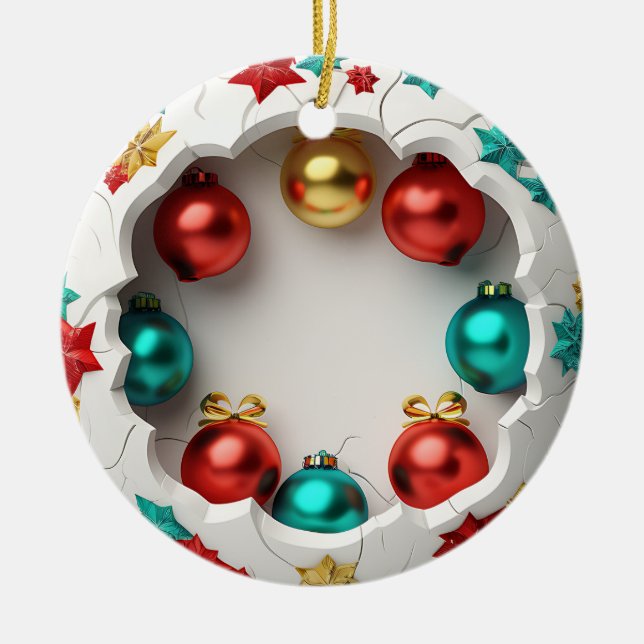 Shattered Festive Fragments Ceramic Ornament (Front)