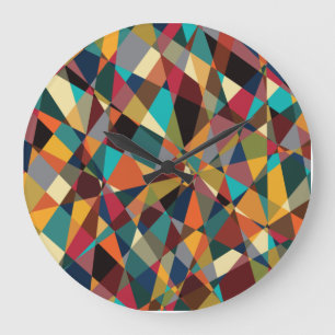 Shattered Geometric Mid Century Modern Abstract Large Clock