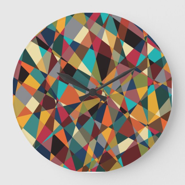 Shattered Geometric Mid Century Modern Abstract Large Clock (Front)