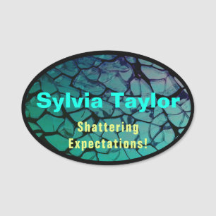 Shattered Glass Name Tag