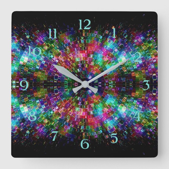 Shattered Glass Spiral Square Wall Clock (Front)