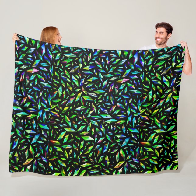 Shattered Green Fleece Blanket (In Situ)