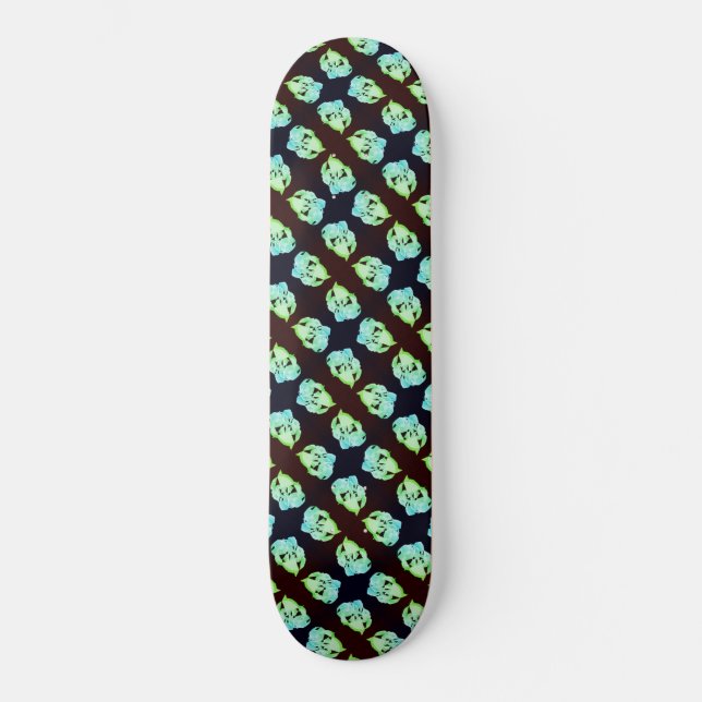 Shattered marble abstract modern art white green  skateboard (Front)