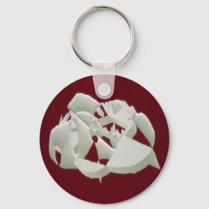 Shattered marble abstract modern art white plum    keychain