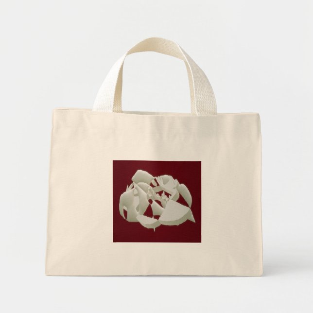 Shattered marble abstract modern art white plum mini tote bag (Front)