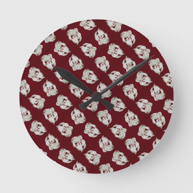 Shattered marble abstract modern art white plum    round clock (Front)