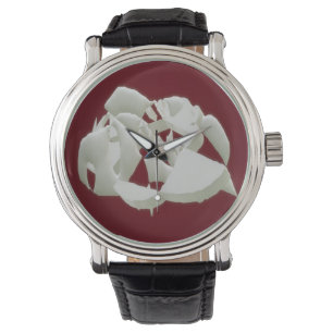 Shattered marble abstract modern art white plum    watch
