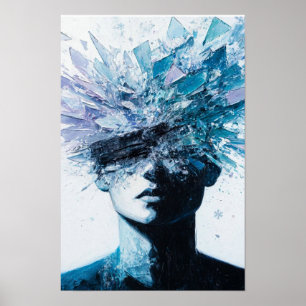 Shattered Mind - Ice Crystal Explosion Portrait Poster