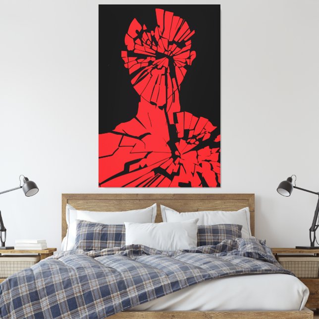 Shattered Red Reflection Canvas Print (Insitu(Bedroom))