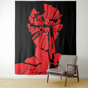 Shattered Red Reflection Tapestry