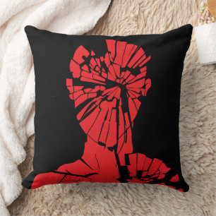 Shattered Red Reflection Throw Pillow