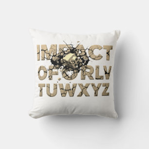 Shattered Rock Text Urban Grunge Art Throw Pillow