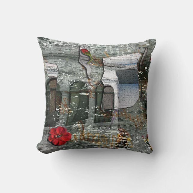Shattered, Scattered & Wrapped Throw Pillow (Front)