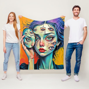 Shattered Self Reflection Art Fleece Blanket