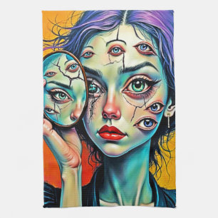 Shattered Self Reflection Art Kitchen Towel