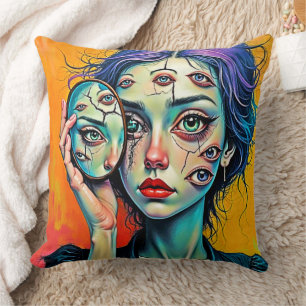 Shattered Self Reflection Art Throw Pillow