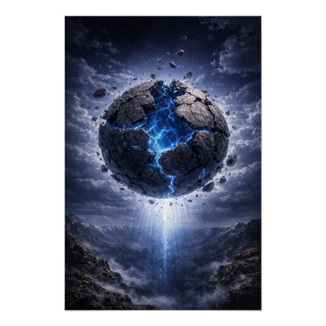 Shattered World Core – Epic Fantasy Energy Poster (Front)