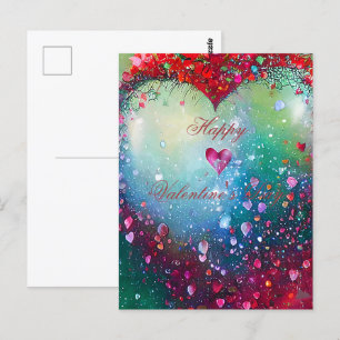Shattering heart valentine postcard