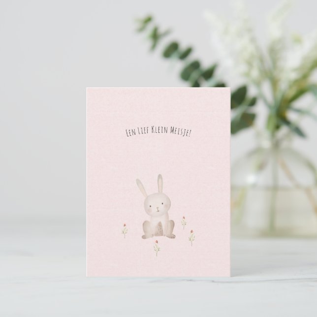 Shatty Rabbit With Bloemen Baby Meisje Dochter Postcard (Standing Front)