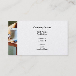 Shaving Mug, Razor and Brushes - Platinum Finish Business Card