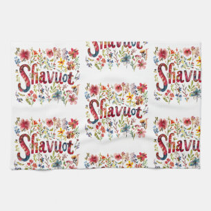 Shavuot - Floral Shavuot Design Kitchen Towel