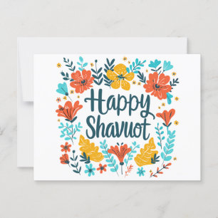 Shavuot - Happy Shavuot Celebration with Flowers Postcard