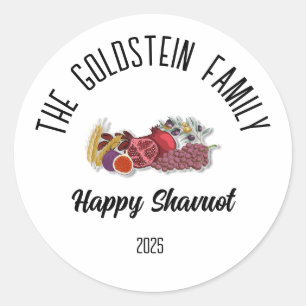 Shavuot Jewish Holiday Personalized Family Name Classic Round Sticker