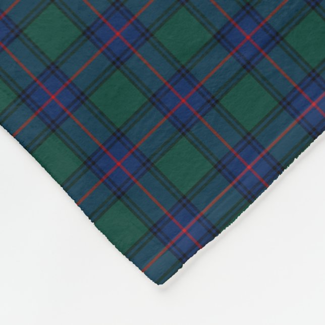 Shaw Clan Royal Blue and Green Tartan Fleece Blanket (Corner)