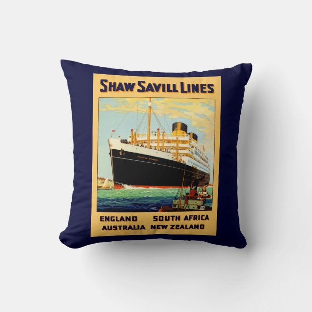 Shaw Savill Line Throw Pillow (Front)