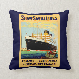 Shaw Savill Line Throw Pillow