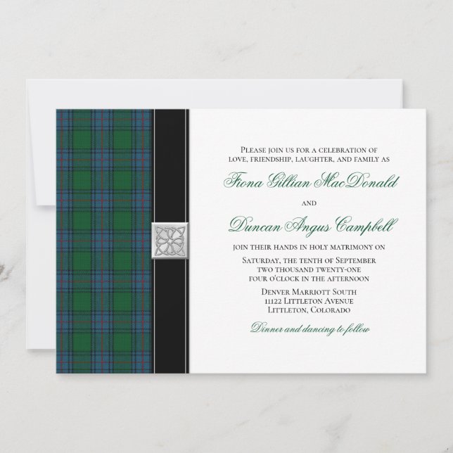 Shaw Tartan Celtic Wedding Invitation (Front)