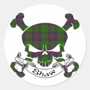 Shaw Tartan Skull Classic Round Sticker