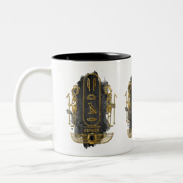 Shawn your name in old Egyptian hieroglyphics Two-Tone Coffee Mug (Left)