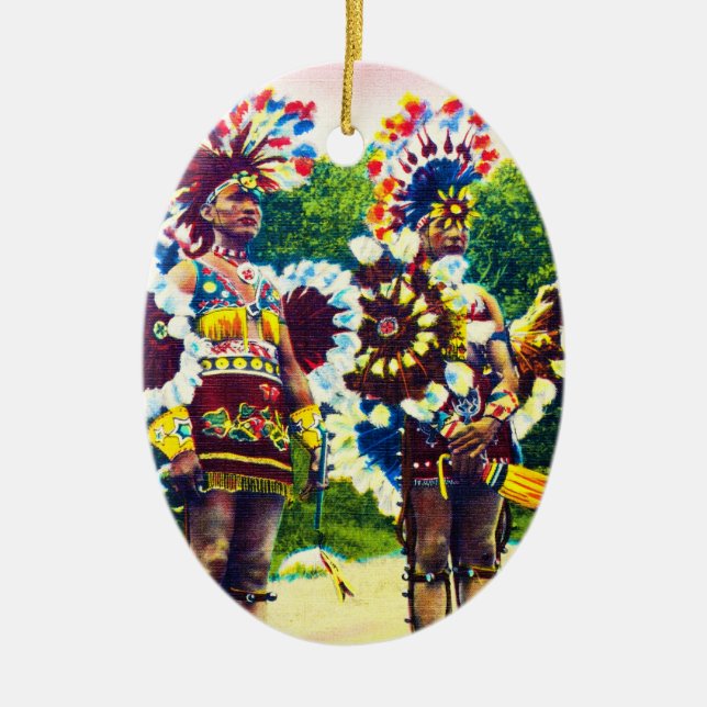 Shawnee Indian War Dancers, Oklahoma Ceramic Ornament (Front)