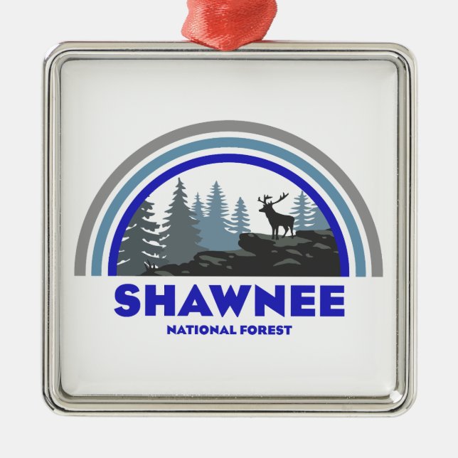 Shawnee National Forest Rainbow Deer Metal Ornament (Front)