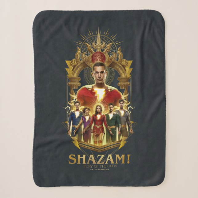 SHAZAM! Fury of the Gods | Ornate SHAZAMily Frame Sherpa Blanket (Front)