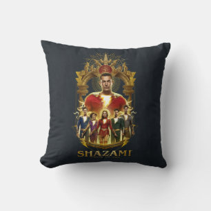SHAZAM! Fury of the Gods   Ornate SHAZAMily Frame Throw Pillow