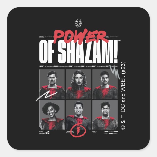 SHAZAM! Fury of the Gods | Power of SHAZAM Group Square Sticker (Front)