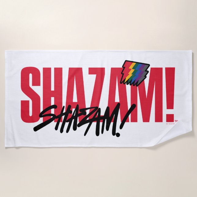 SHAZAM! Fury of the Gods | Rainbow Bolts Logo Beach Towel (Front)